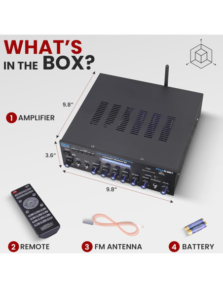 Amplificador Estéreo Inalámbrico Pyle PDA63BT 200W Bluetooth