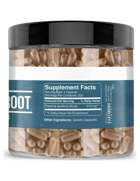 Cápsulas de Raíz de Peonía Blanca Earthborn 200 Unidades Pura