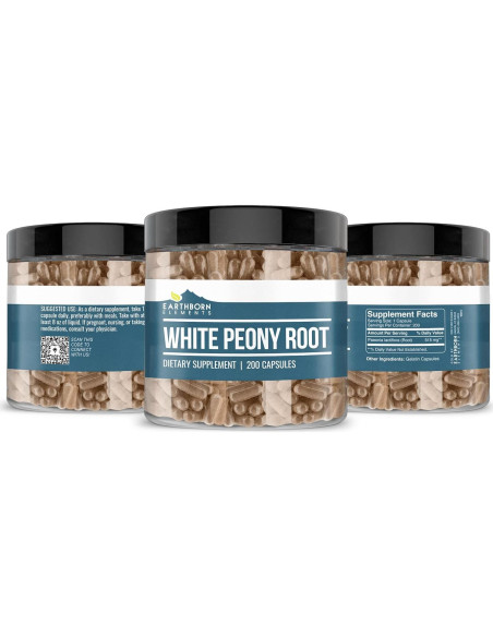Cápsulas de Raíz de Peonía Blanca Earthborn 200 Unidades Pura