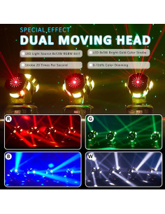 Luces LED Moving Head XFALIGHTS MHL-2Head-3in1 8x12W RGBW 2