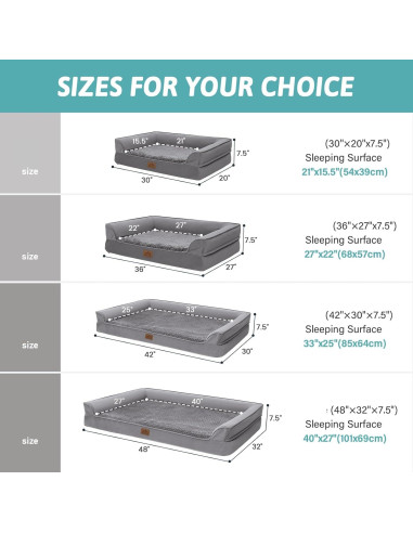 Cama Ortopédica para Perros Grandes COZY KISS 106x76x19 cm Gris