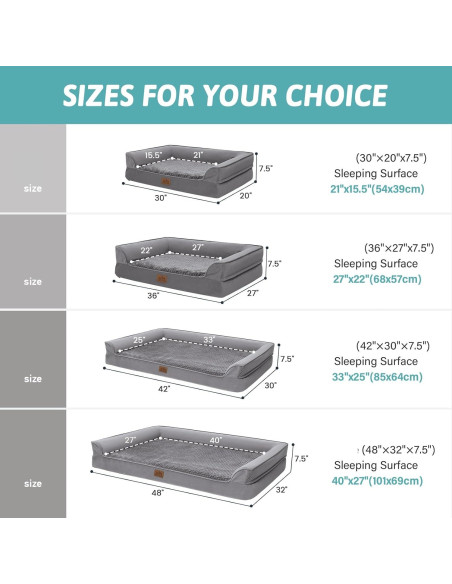 Cama Ortopédica para Perros Grandes COZY KISS 106x76x19 cm Gris