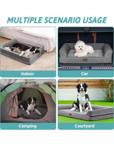 Cama Ortopédica para Perros Grandes COZY KISS 106x76x19 cm Gris