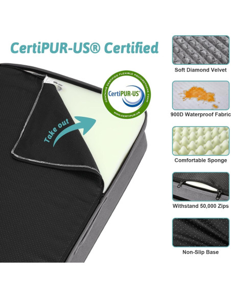 Cama Ortopédica para Perros Grandes COZY KISS 106x76x19 cm Gris