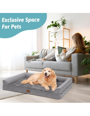 Cama Ortopédica para Perros Grandes COZY KISS 106x76x19 cm Gris