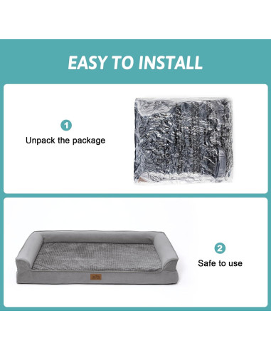 Cama Ortopédica para Perros Grandes COZY KISS 106x76x19 cm Gris