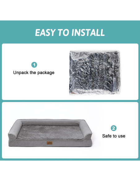 Cama Ortopédica para Perros Grandes COZY KISS 106x76x19 cm Gris