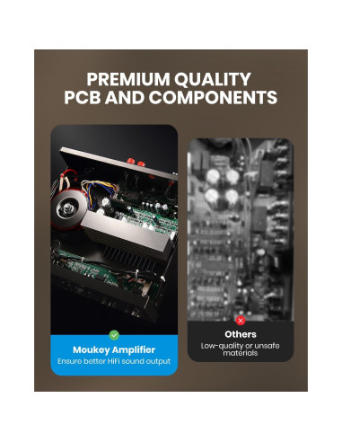 Amplificador Estéreo Bluetooth 5.0 Moukey MAMP1 400W 2.0 Canales