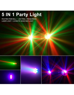 Luces de DJ FODEXAZY 5 en 1 con Soporte y Control Remoto 2