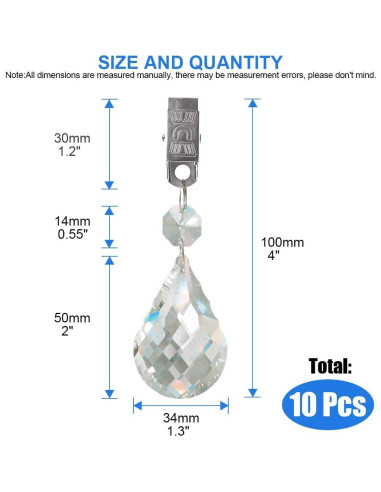 Juego de Pesas para Manteles Glarks, 10 Pcs Cristal AB