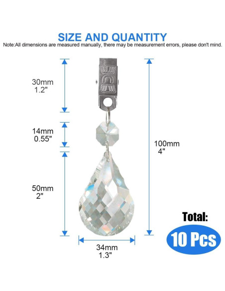 Juego de Pesas para Manteles Glarks, 10 Pcs Cristal AB