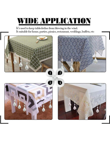 Juego de Pesas para Manteles Glarks, 10 Pcs Cristal AB