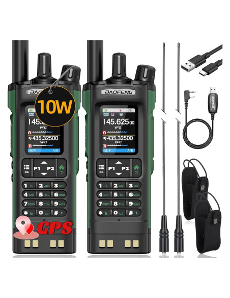 Walkie Talkies BAOFENG UV-32 10W con GPS y Carga USB-C (Paquete de 2)