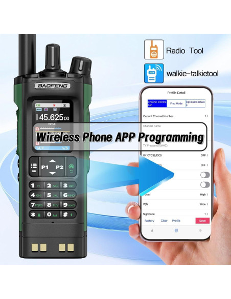 Walkie Talkies BAOFENG UV-32 10W con GPS y Carga USB-C (Paquete de 2)