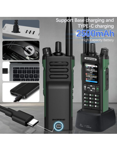 Walkie Talkies BAOFENG UV-32 10W con GPS y Carga USB-C (Paquete de 2)