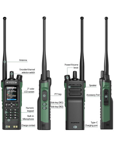 Walkie Talkies BAOFENG UV-32 10W con GPS y Carga USB-C (Paquete de 2)