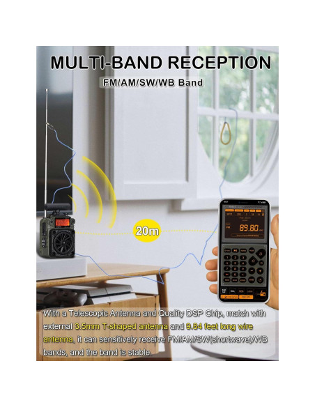 Radio ZHIWHIS ZWS-777 AM/FM/SW con Bluetooth y Alerta NOAA