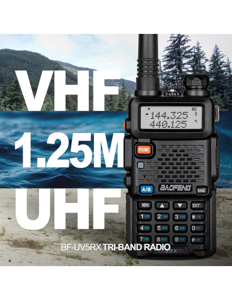 Baofeng 5RX Radio Ham Multibanda VHF UHF 4 Baterías 1800mAh