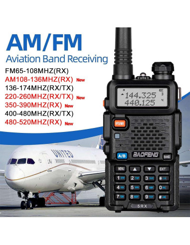 Baofeng 5RX Radio Ham Multibanda VHF UHF 4 Baterías 1800mAh
