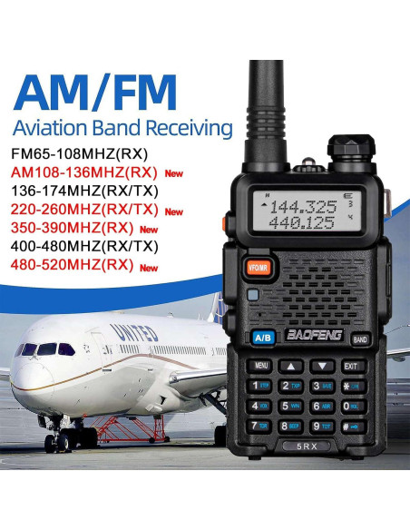 Baofeng 5RX Radio Ham Multibanda VHF UHF 4 Baterías 1800mAh