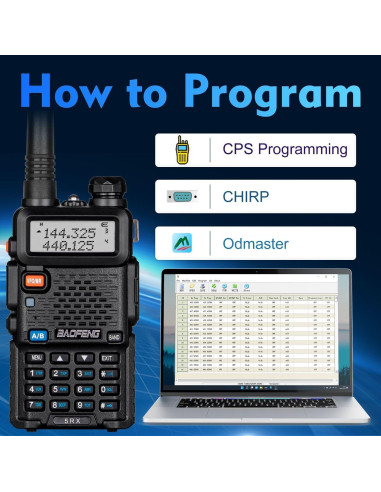Baofeng 5RX Radio Ham Multibanda VHF UHF 4 Baterías 1800mAh