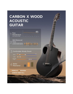 Guitarra Acústica Donner RISING-G1 38" Carbono y Caoba 2