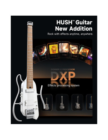 Guitarra eléctrica portátil Donner HUSH X PRO - 7 tonos, 2.49 kg