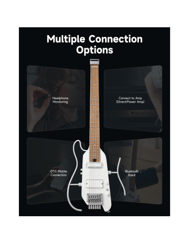 Guitarra eléctrica portátil Donner HUSH X PRO - 7 tonos, 2.49 kg