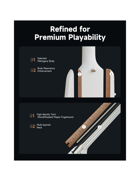 Guitarra eléctrica portátil Donner HUSH X PRO - 7 tonos, 2.49 kg