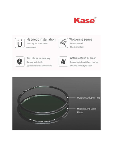 Filtro Anti-Laser Kase Wolverine 82mm Vidrio Templado
