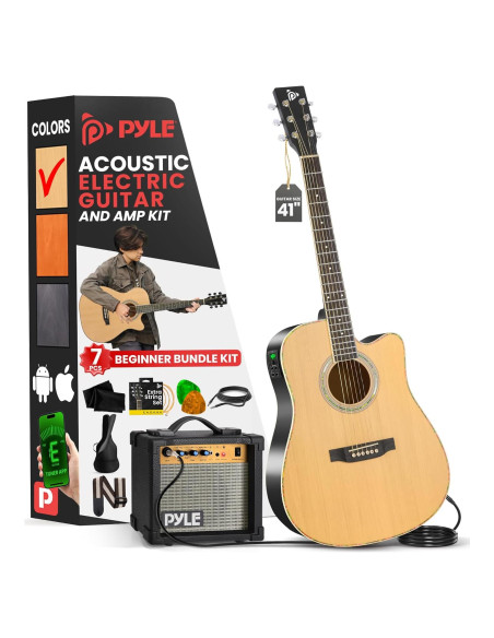 Kit Guitarra Acústica Eléctrica Pyle 41" con Amplificador 10W