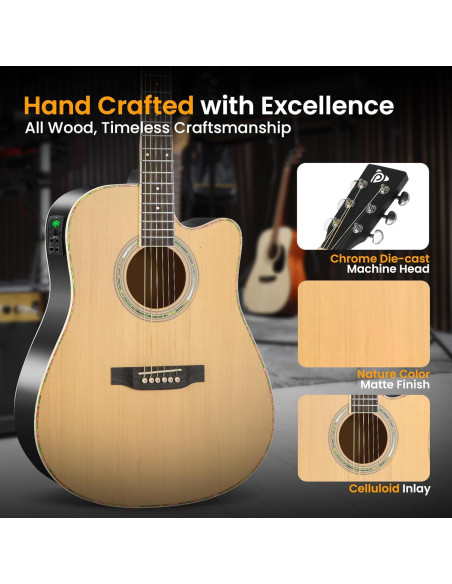 Kit Guitarra Acústica Eléctrica Pyle 41" con Amplificador 10W