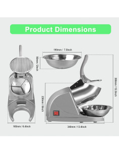 Trituradora de Hielo Horgelu 380W 130kg/h Acero Inoxidable 2