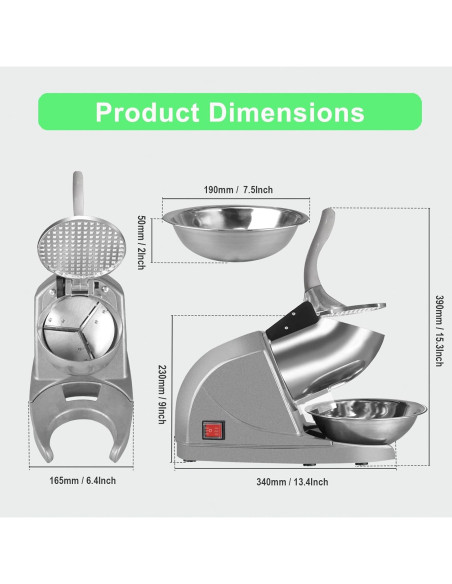 Trituradora de Hielo Horgelu 380W 130kg/h Acero Inoxidable