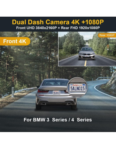 Cámara Dash Dual 4K+1080P Fitcamx para BMW 3/4 M3/M4 2020-2024