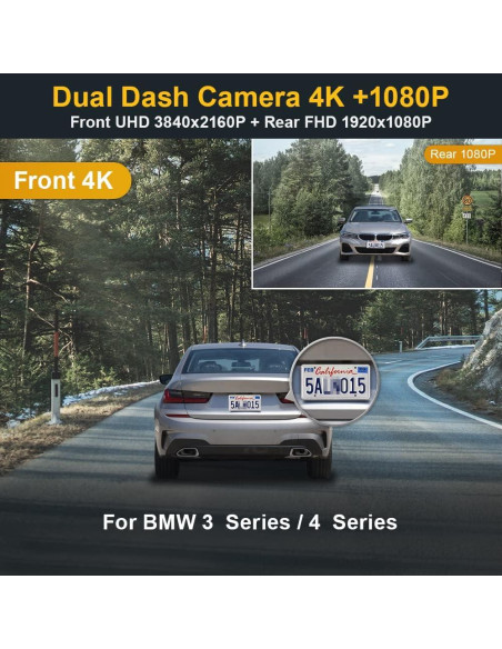 Cámara Dash Dual 4K+1080P Fitcamx para BMW 3/4 M3/M4 2020-2024