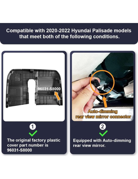 Cámara de Salpicadero Fitcamx 4K Frontal + 1080P Trasera para Hyundai Palisade 2020-2022