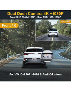 Cámara Dash Fitcamx 4K Frontal + 1080P Trasera para VW ID.4 y Audi Q4 2