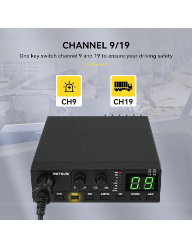 Radio CB Retevis MB2 Profesional 40 Canales AM/FM 12V