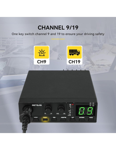 Radio CB Retevis MB2 Profesional 40 Canales AM/FM 12V
