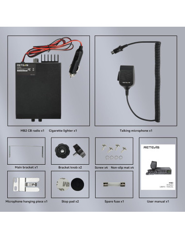 Radio CB Retevis MB2 Profesional 40 Canales AM/FM 12V