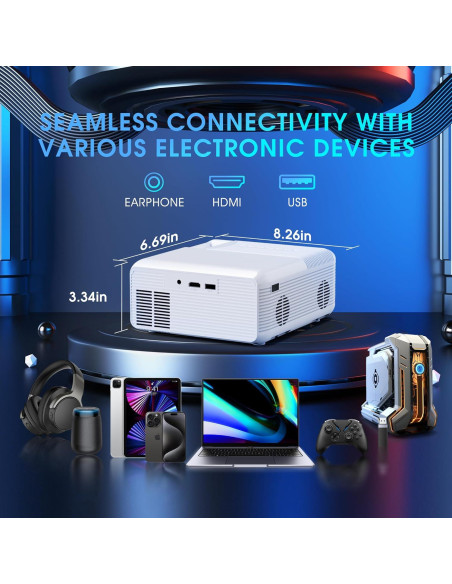 Mini Proyector KEJOG 4K Full HD 1080P Portátil con HDMI