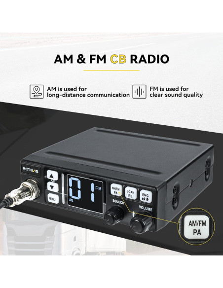 Radio CB Retevis MB3 con Antena y Función VOX - 40 Canales