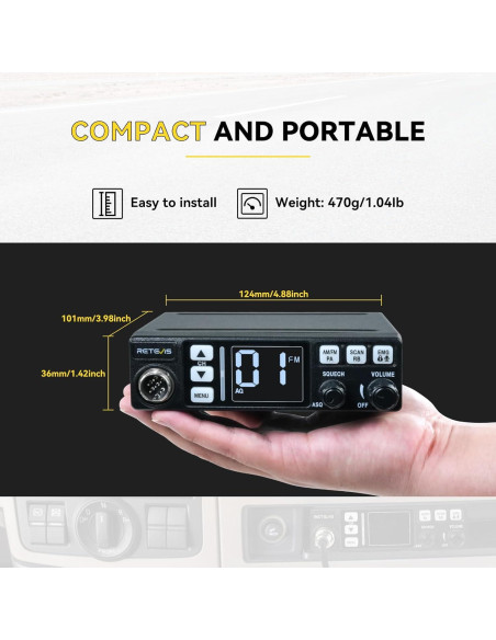Radio CB Retevis MB3 con Antena y Función VOX - 40 Canales