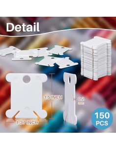 150 Organizadores de Hilo de Bordado Z-FlossBobbins Blancos 2