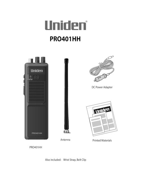 Radio CB Portátil Uniden PRO401HH 40 Canales 4W Alcance Largo