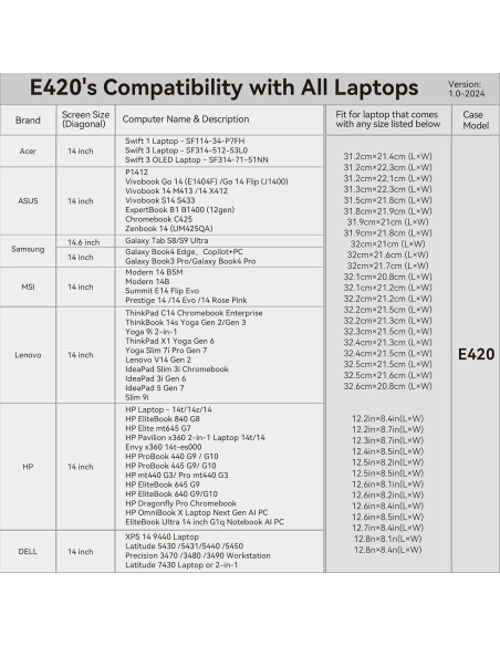 Funda para Laptop Smatree E420 para Samsung Galaxy 14" Negra