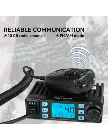 Radio CB Retevis MB1 40 Canales con Antena y Cancelación de Ruido