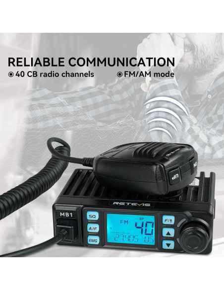 Radio CB Retevis MB1 40 Canales con Antena y Cancelación de Ruido