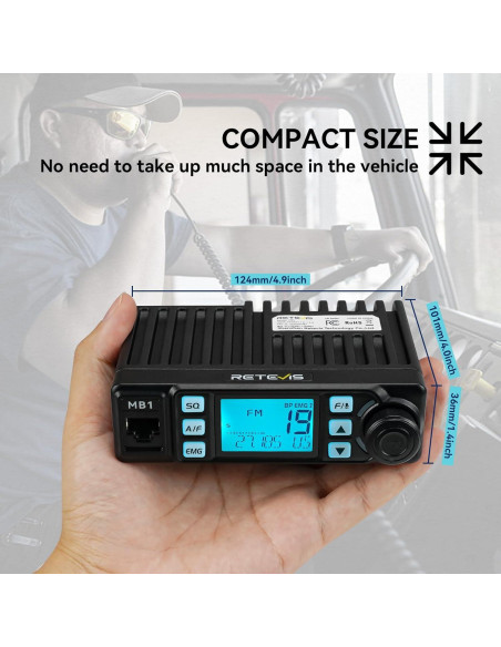 Radio CB Retevis MB1 40 Canales con Antena y Cancelación de Ruido